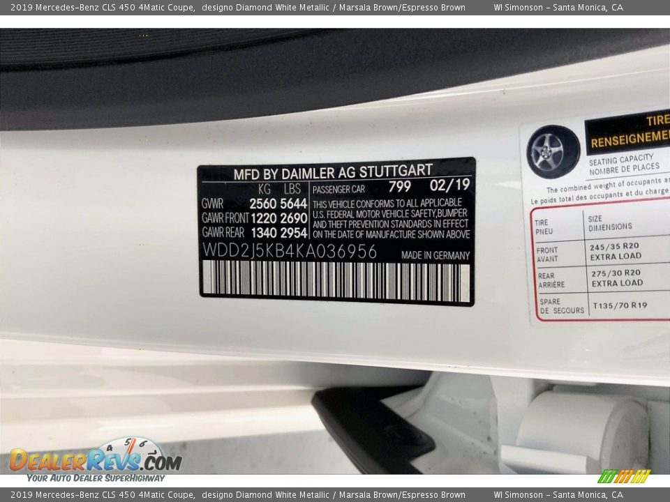 2019 Mercedes-Benz CLS 450 4Matic Coupe designo Diamond White Metallic / Marsala Brown/Espresso Brown Photo #33