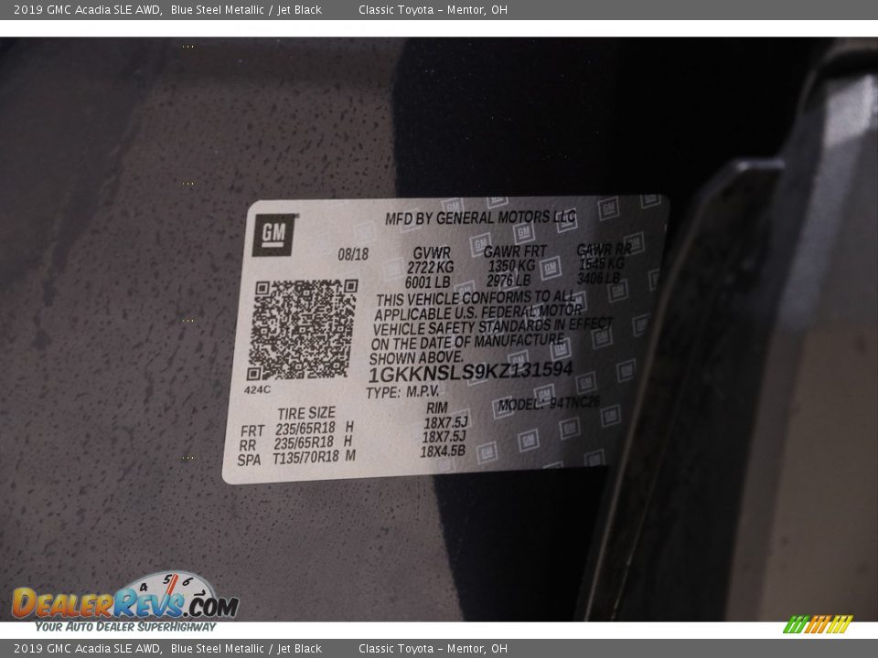 2019 GMC Acadia SLE AWD Blue Steel Metallic / Jet Black Photo #21