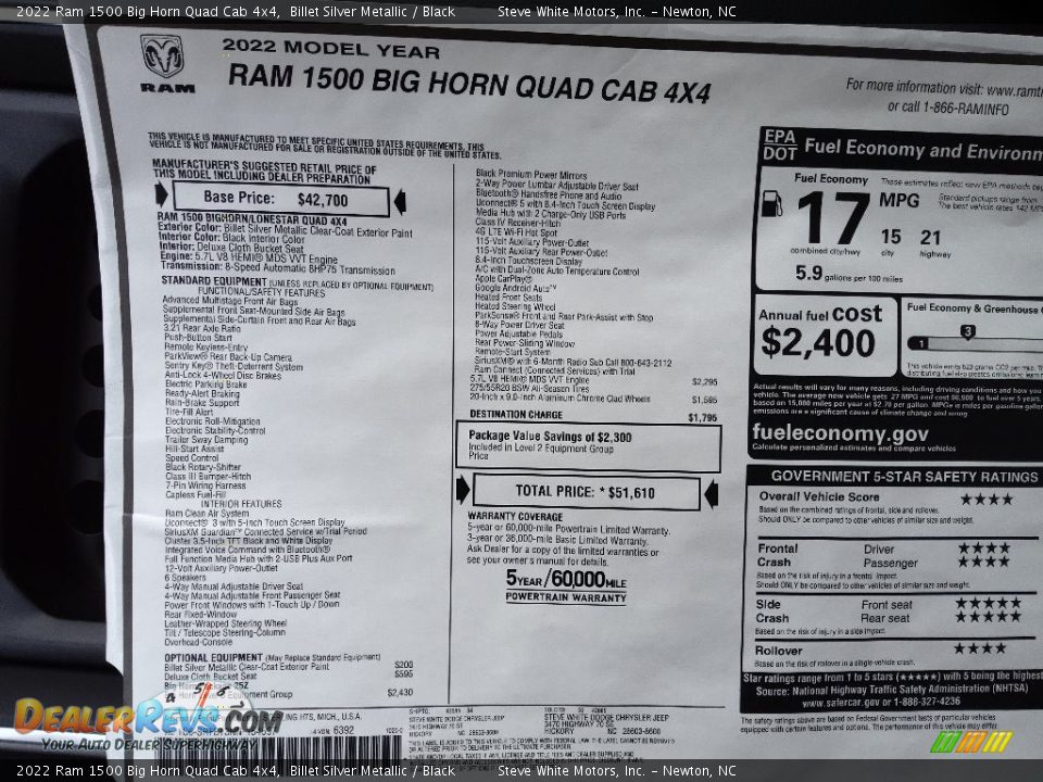 2022 Ram 1500 Big Horn Quad Cab 4x4 Billet Silver Metallic / Black Photo #30