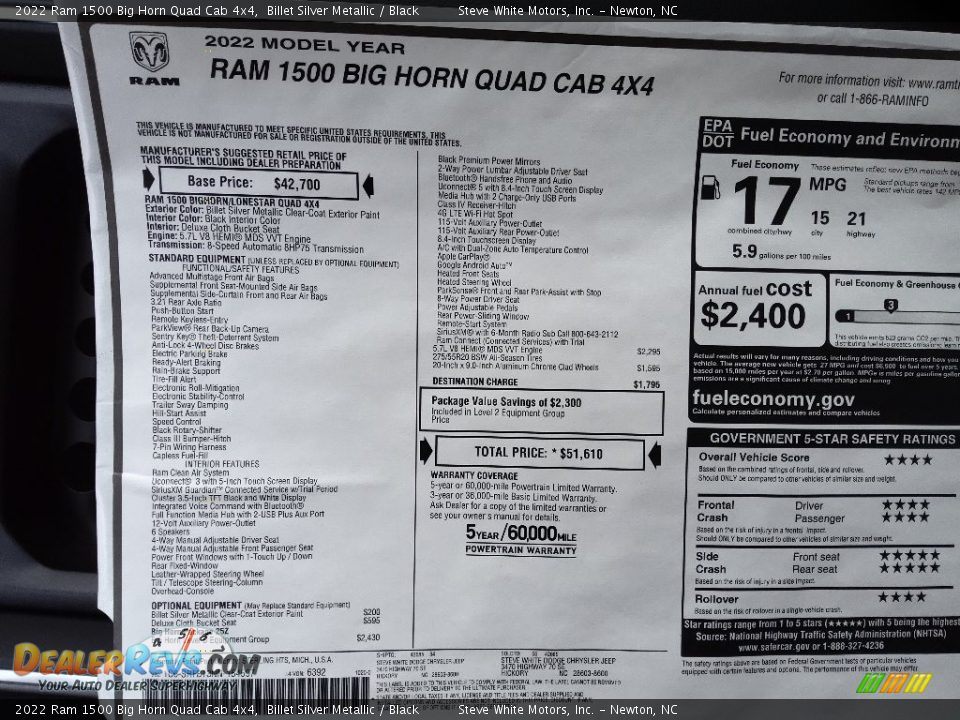 2022 Ram 1500 Big Horn Quad Cab 4x4 Billet Silver Metallic / Black Photo #30