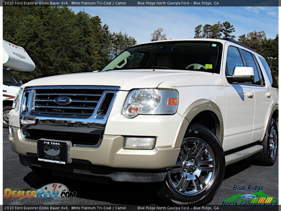 2010 Ford Explorer Eddie Bauer 4x4 White Platinum Tri-Coat / Camel Photo #1