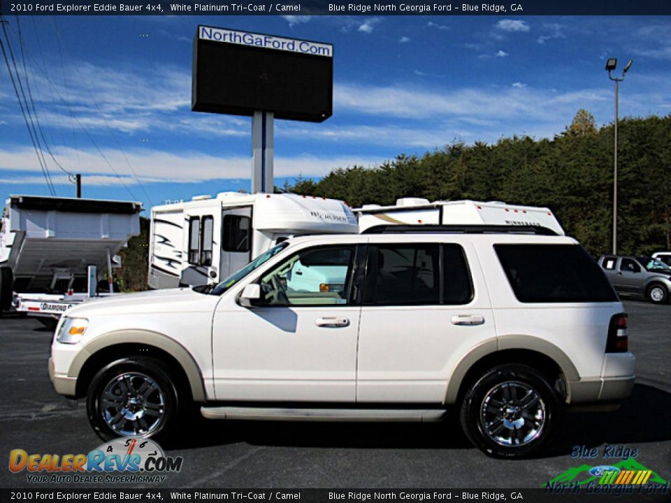 2010 Ford Explorer Eddie Bauer 4x4 White Platinum Tri-Coat / Camel Photo #2