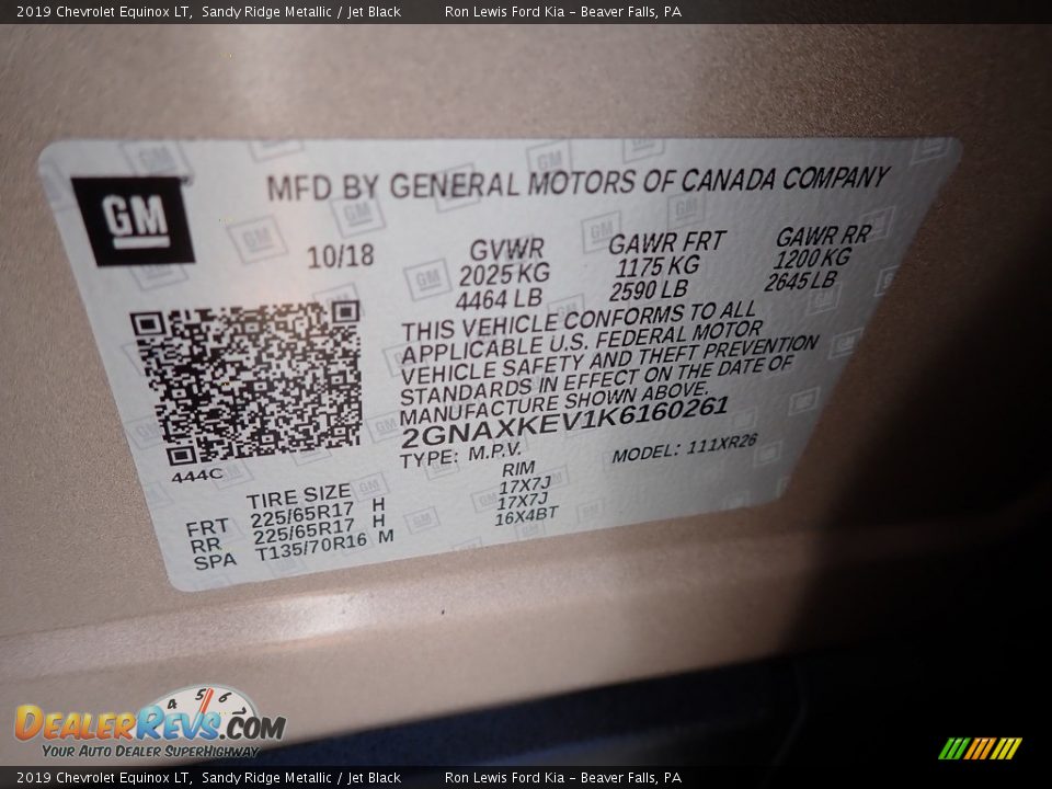 2019 Chevrolet Equinox LT Sandy Ridge Metallic / Jet Black Photo #18