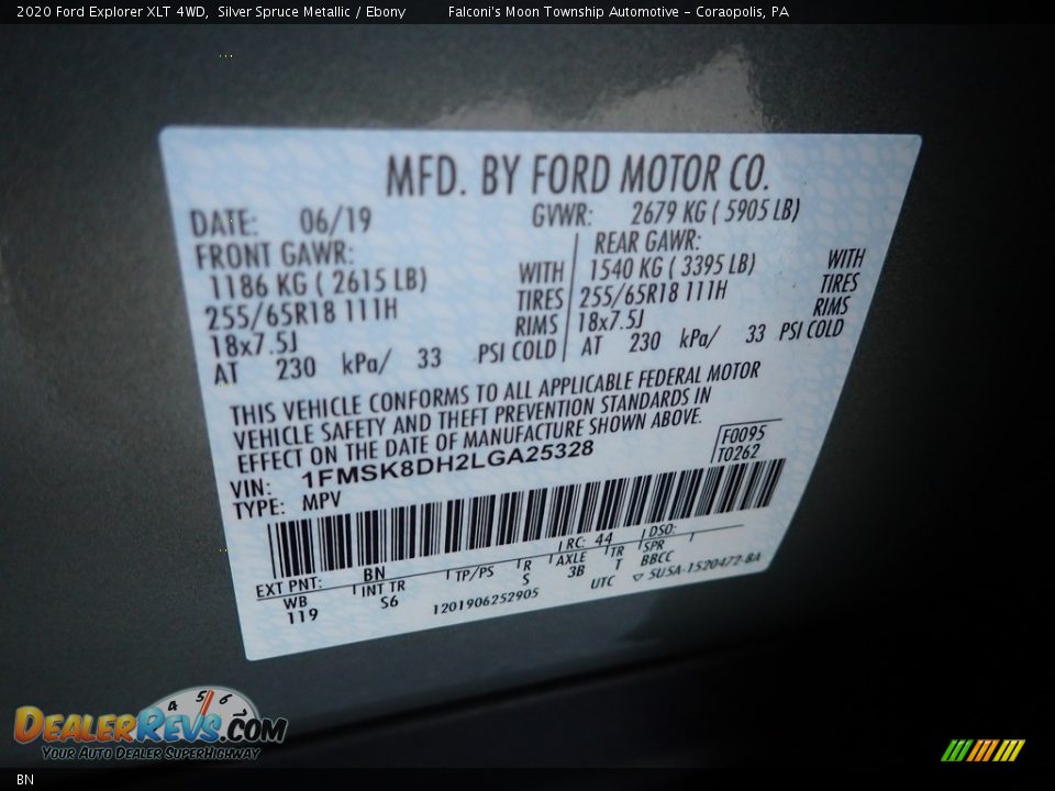 Ford Color Code BN Silver Spruce Metallic