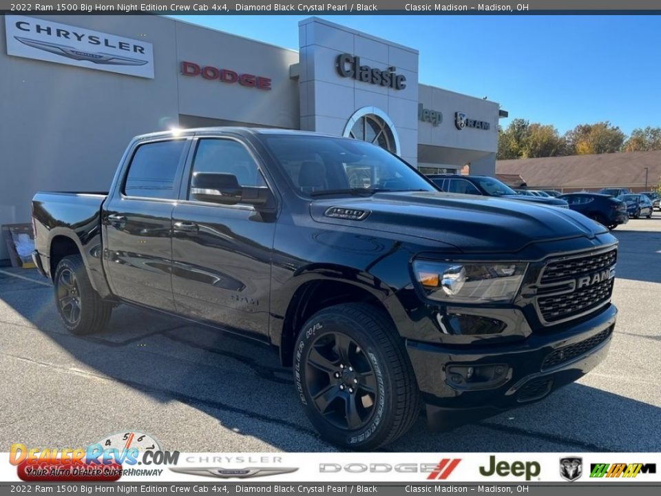 2022 Ram 1500 Big Horn Night Edition Crew Cab 4x4 Diamond Black Crystal Pearl / Black Photo #1