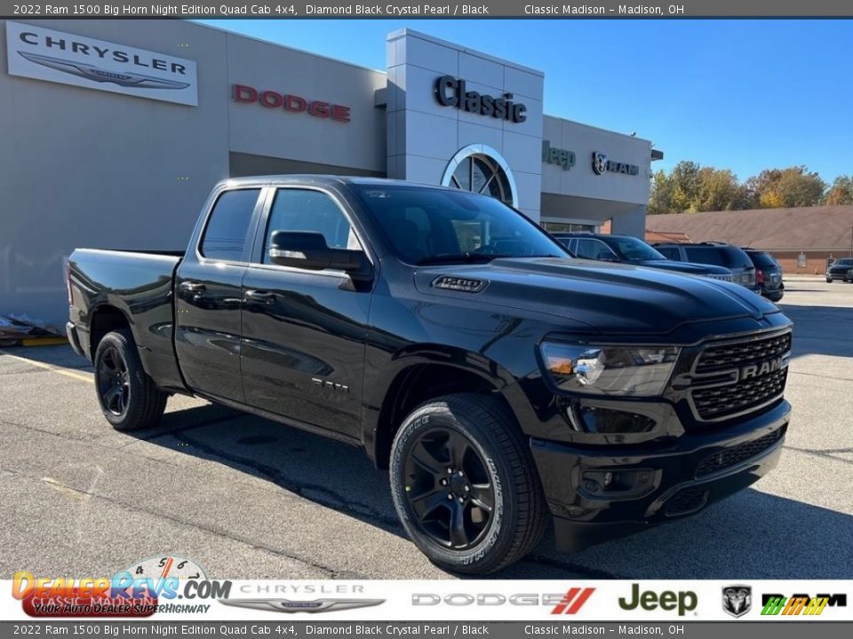 2022 Ram 1500 Big Horn Night Edition Quad Cab 4x4 Diamond Black Crystal Pearl / Black Photo #1