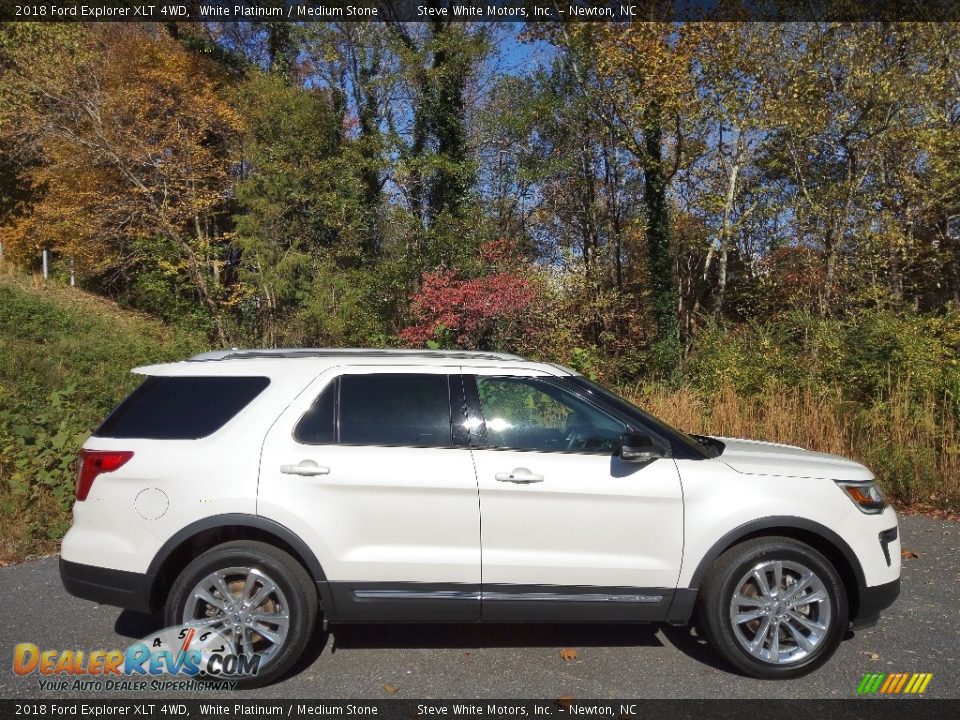 2018 Ford Explorer XLT 4WD White Platinum / Medium Stone Photo #6