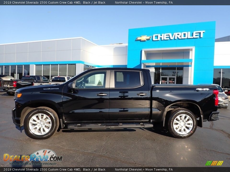 2019 Chevrolet Silverado 1500 Custom Crew Cab 4WD Black / Jet Black Photo #3