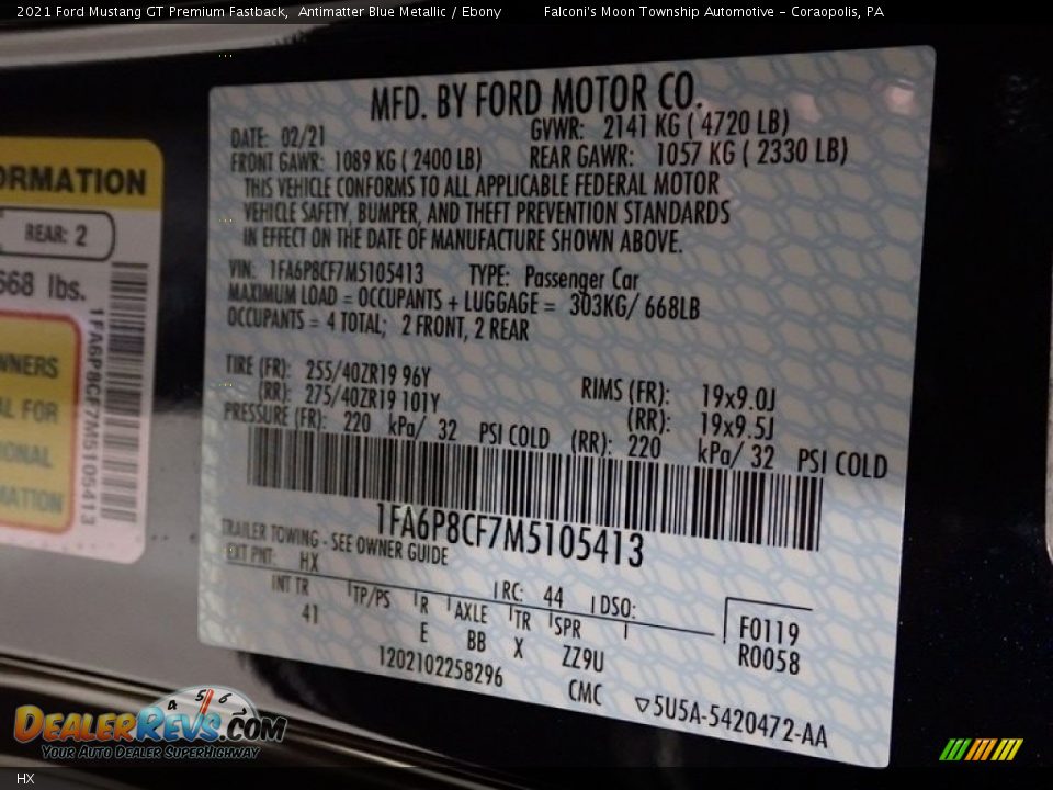 Ford Color Code HX Antimatter Blue Metallic