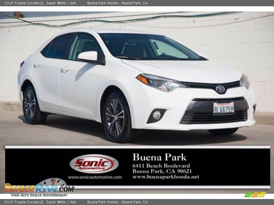 2016 Toyota Corolla LE Super White / Ash Photo #1