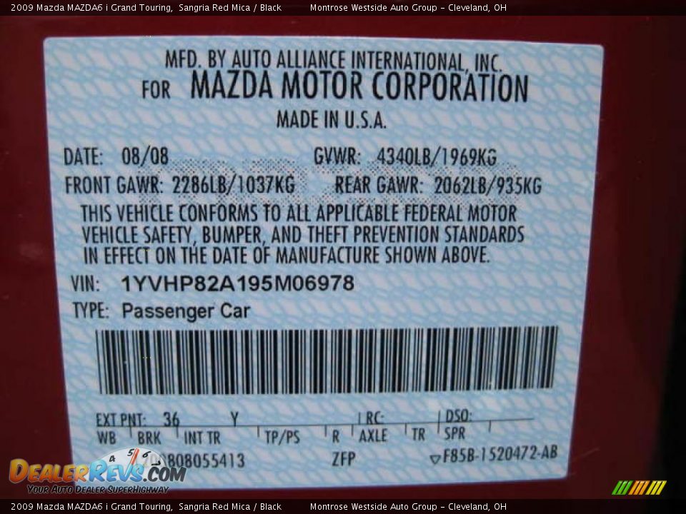 2009 Mazda MAZDA6 i Grand Touring Sangria Red Mica / Black Photo #25
