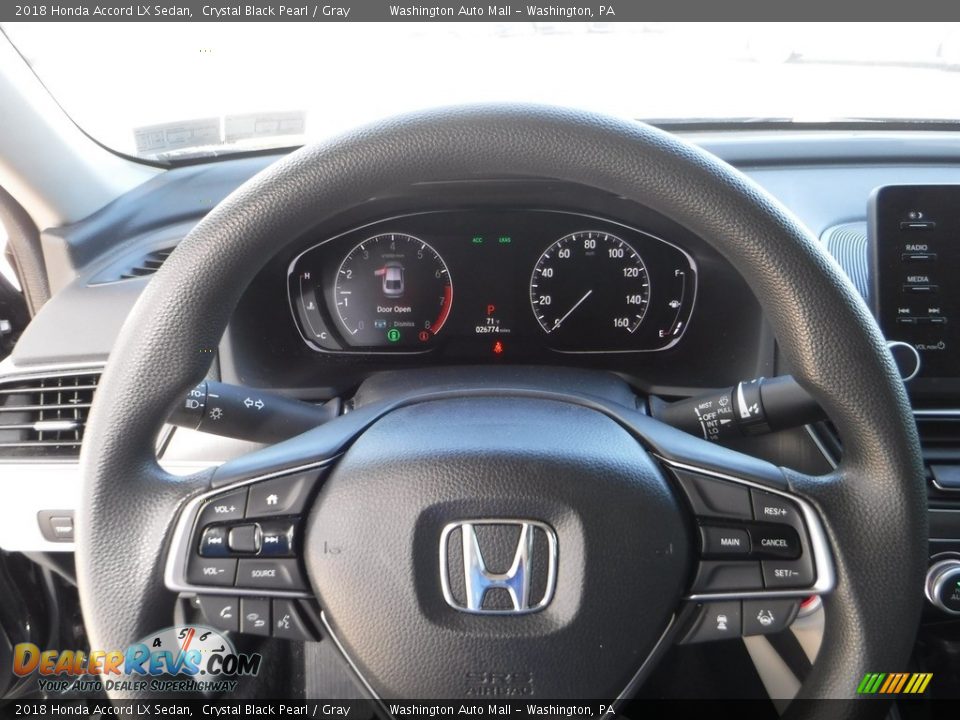 2018 Honda Accord LX Sedan Crystal Black Pearl / Gray Photo #20