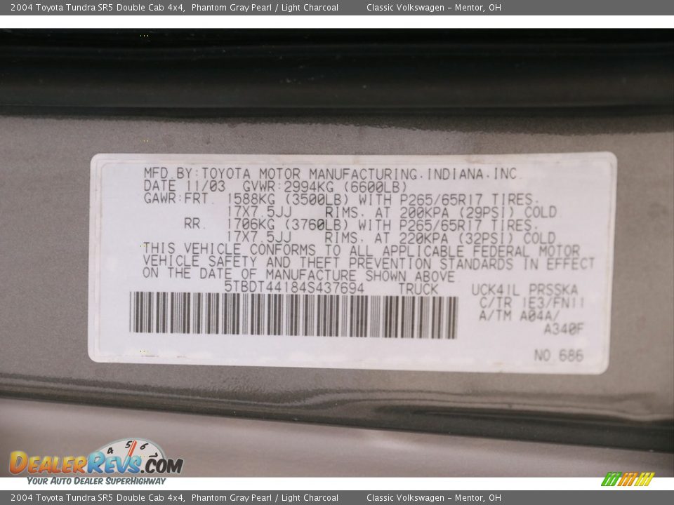 2004 Toyota Tundra SR5 Double Cab 4x4 Phantom Gray Pearl / Light Charcoal Photo #17