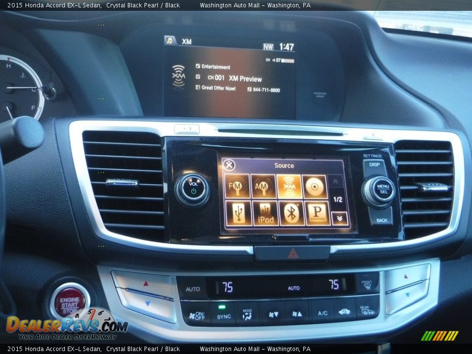 2015 Honda Accord EX-L Sedan Crystal Black Pearl / Black Photo #19