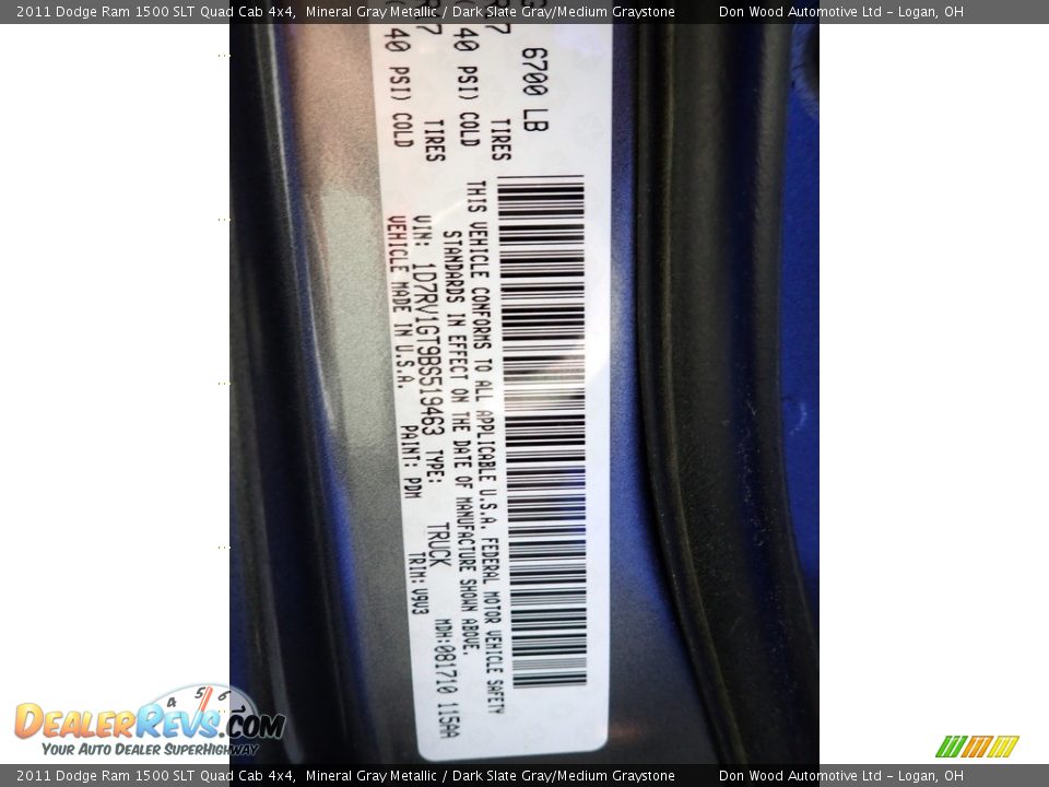 2011 Dodge Ram 1500 SLT Quad Cab 4x4 Mineral Gray Metallic / Dark Slate Gray/Medium Graystone Photo #33
