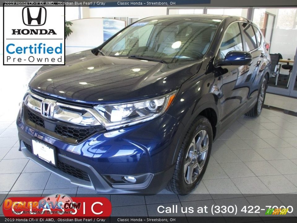 2019 Honda CR-V EX AWD Obsidian Blue Pearl / Gray Photo #1