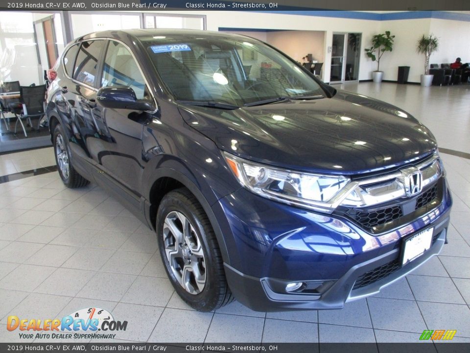 2019 Honda CR-V EX AWD Obsidian Blue Pearl / Gray Photo #3