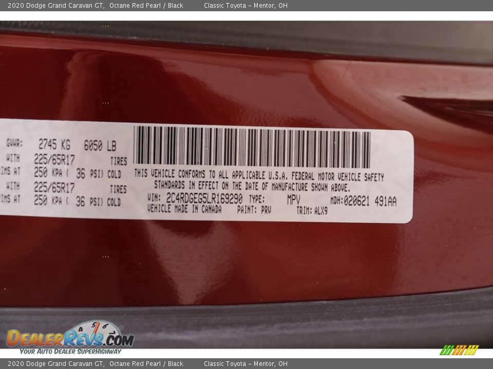 2020 Dodge Grand Caravan GT Octane Red Pearl / Black Photo #23