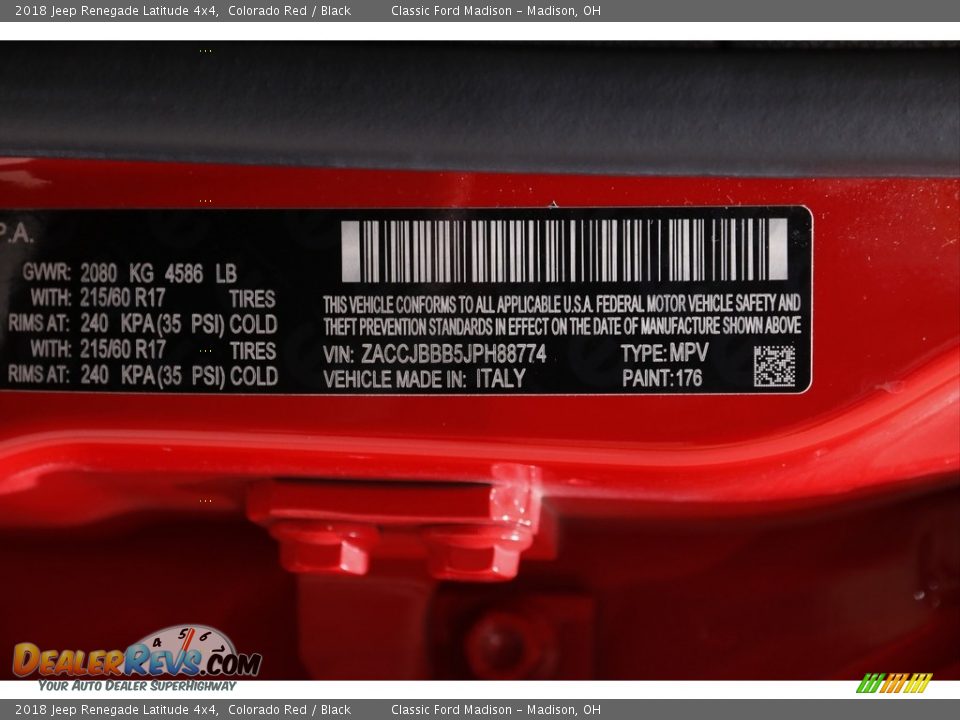 2018 Jeep Renegade Latitude 4x4 Colorado Red / Black Photo #21