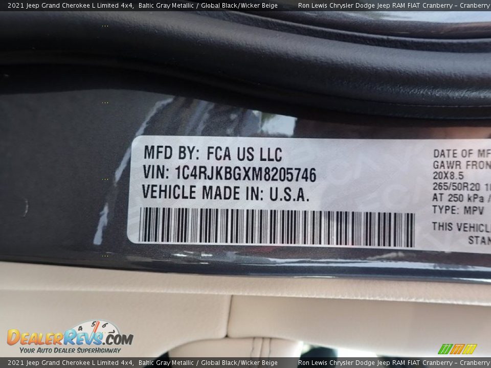 2021 Jeep Grand Cherokee L Limited 4x4 Baltic Gray Metallic / Global Black/Wicker Beige Photo #11