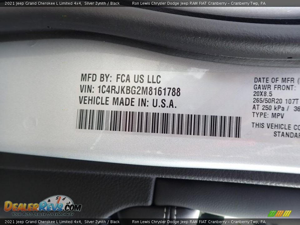 2021 Jeep Grand Cherokee L Limited 4x4 Silver Zynith / Black Photo #11