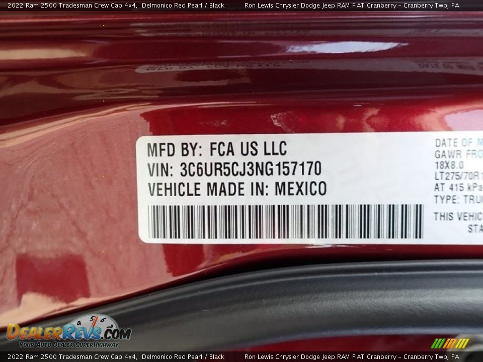 2022 Ram 2500 Tradesman Crew Cab 4x4 Delmonico Red Pearl / Black Photo #11