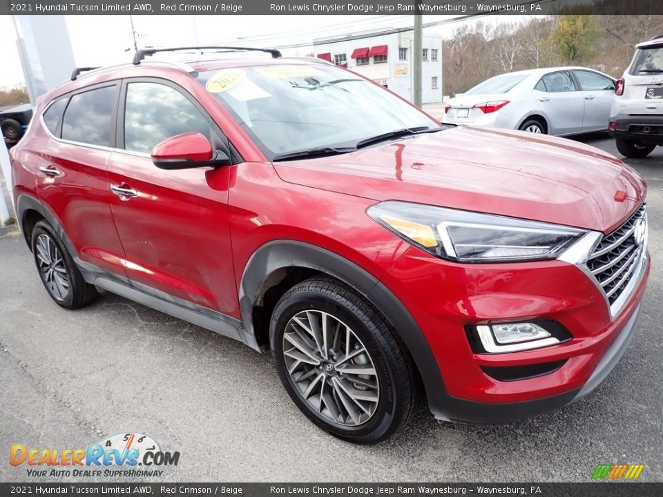 2021 Hyundai Tucson Limited AWD Red Crimson / Beige Photo #8