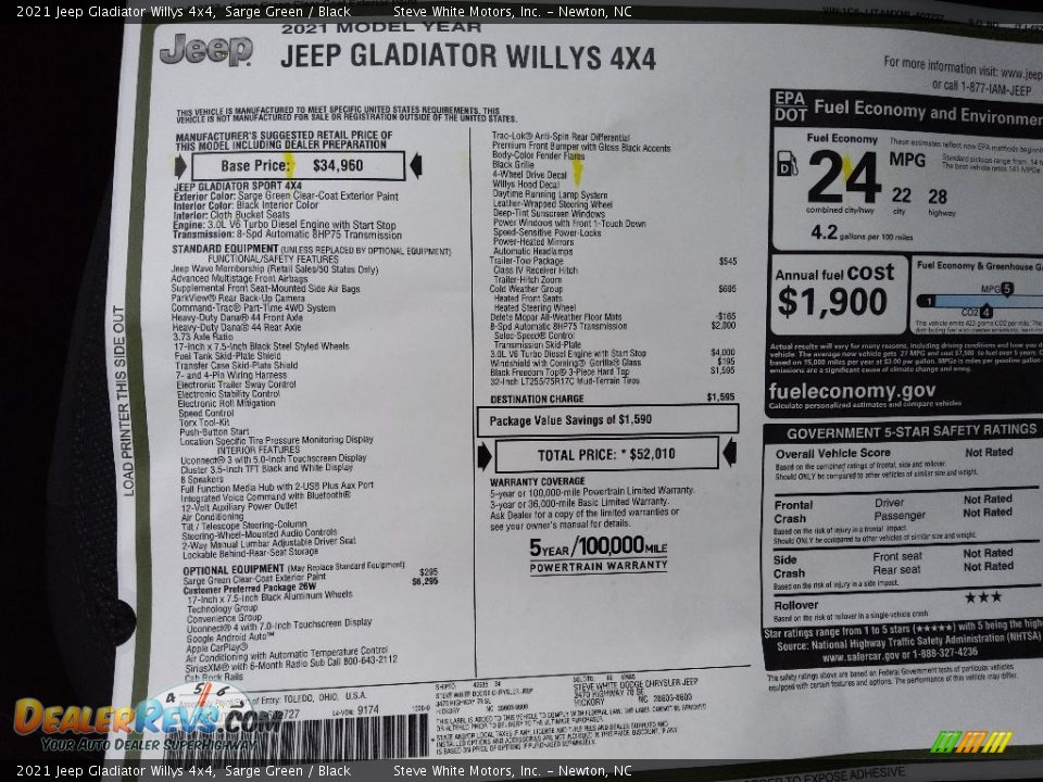 2021 Jeep Gladiator Willys 4x4 Sarge Green / Black Photo #29