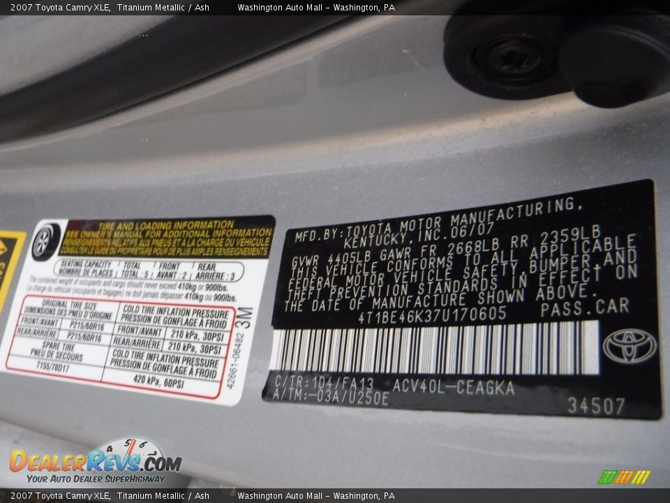 2007 Toyota Camry XLE Titanium Metallic / Ash Photo #27