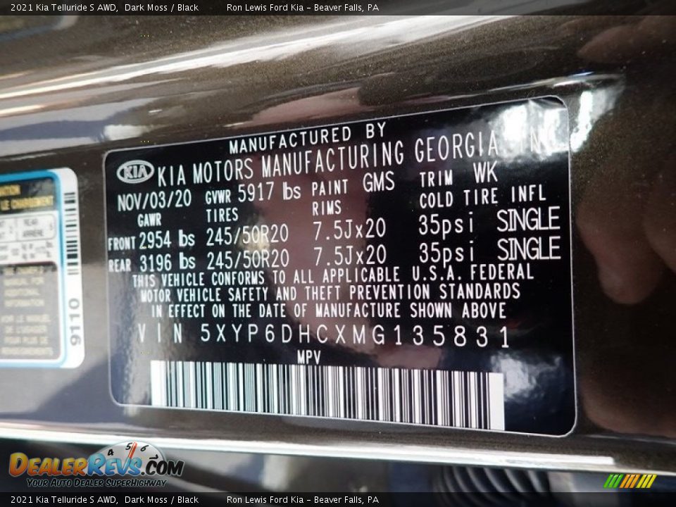 2021 Kia Telluride S AWD Dark Moss / Black Photo #18