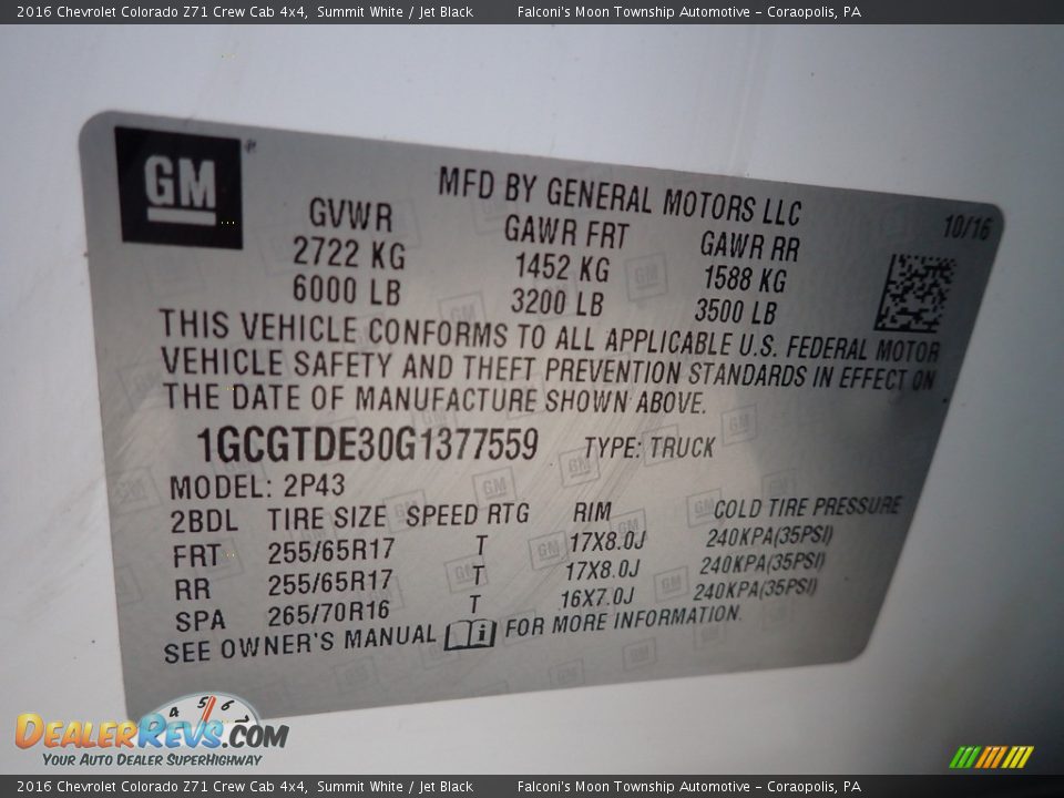 2016 Chevrolet Colorado Z71 Crew Cab 4x4 Summit White / Jet Black Photo #27