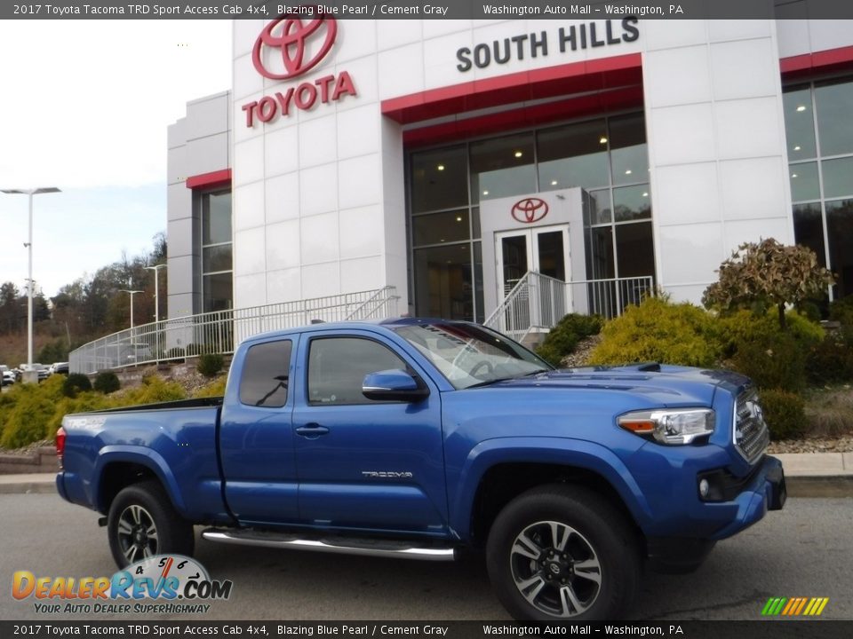 2017 Toyota Tacoma TRD Sport Access Cab 4x4 Blazing Blue Pearl / Cement Gray Photo #2