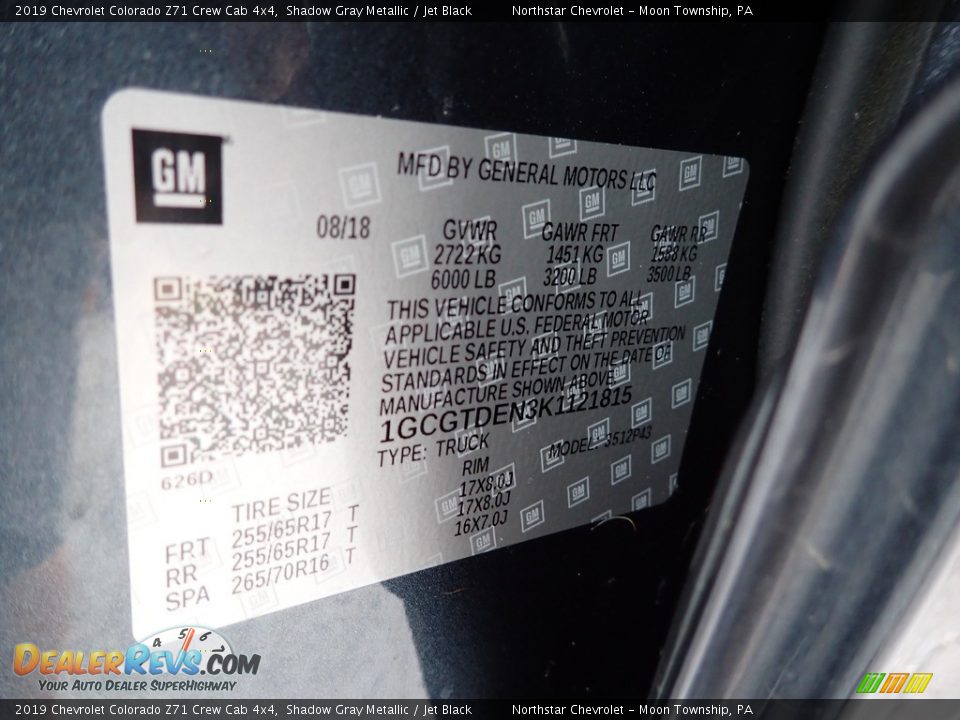 2019 Chevrolet Colorado Z71 Crew Cab 4x4 Shadow Gray Metallic / Jet Black Photo #28