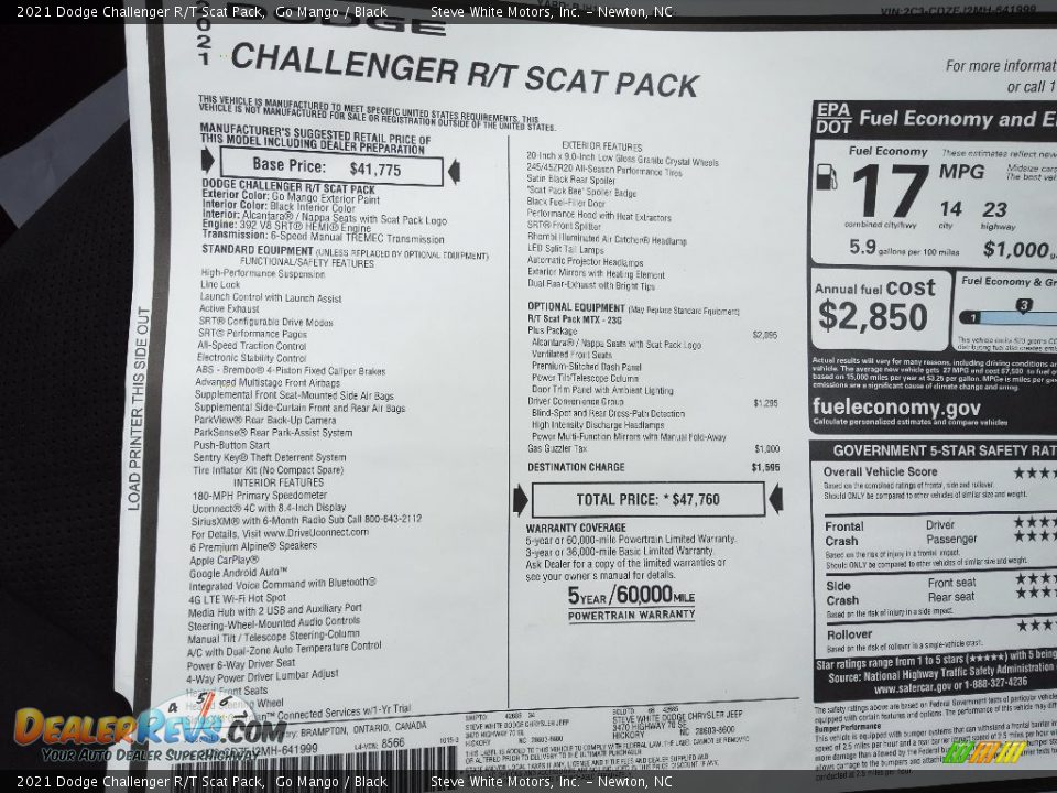 2021 Dodge Challenger R/T Scat Pack Window Sticker Photo #27