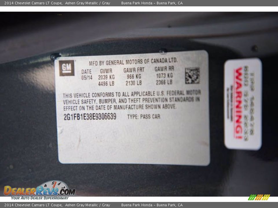 2014 Chevrolet Camaro LT Coupe Ashen Gray Metallic / Gray Photo #31