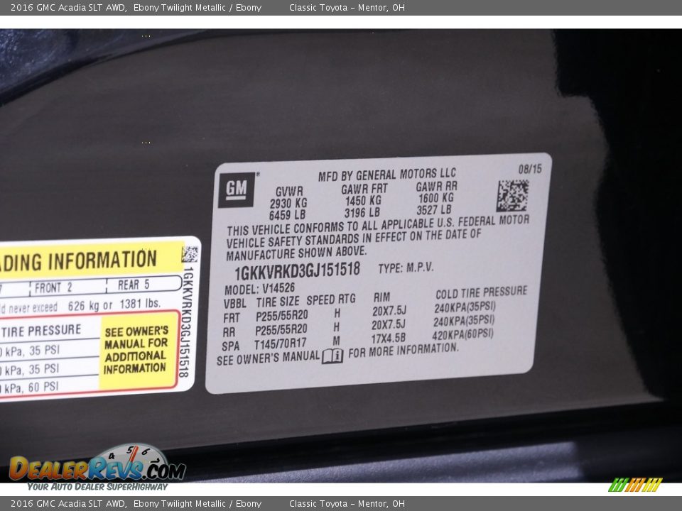2016 GMC Acadia SLT AWD Ebony Twilight Metallic / Ebony Photo #22