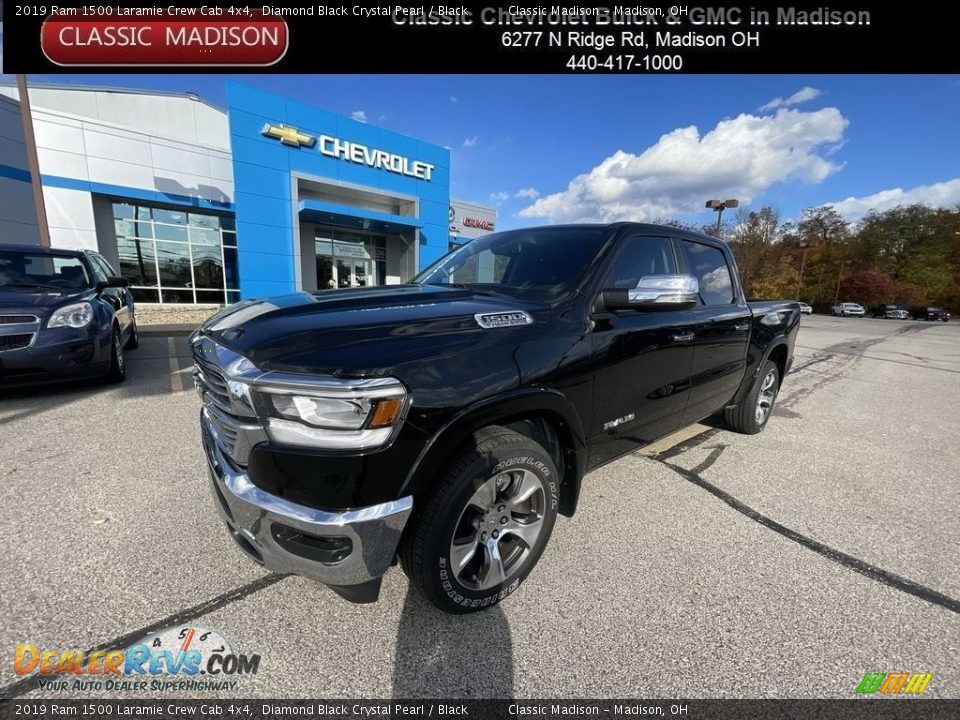 2019 Ram 1500 Laramie Crew Cab 4x4 Diamond Black Crystal Pearl / Black Photo #1