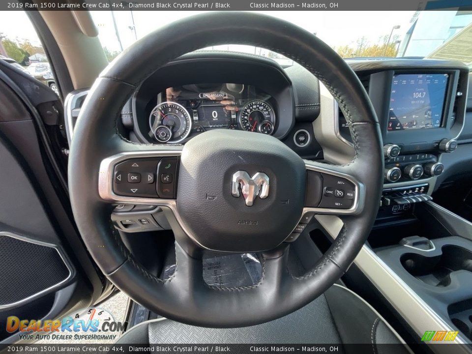 2019 Ram 1500 Laramie Crew Cab 4x4 Diamond Black Crystal Pearl / Black Photo #10