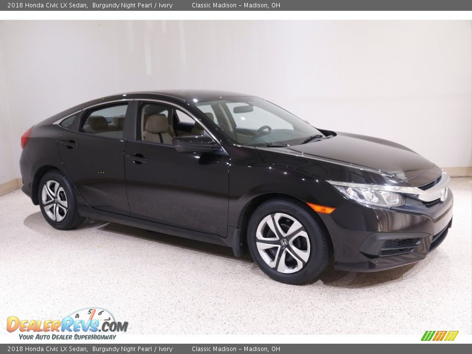 2018 Honda Civic LX Sedan Burgundy Night Pearl / Ivory Photo #1