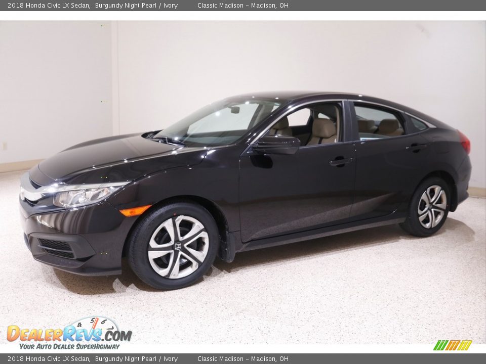 2018 Honda Civic LX Sedan Burgundy Night Pearl / Ivory Photo #3