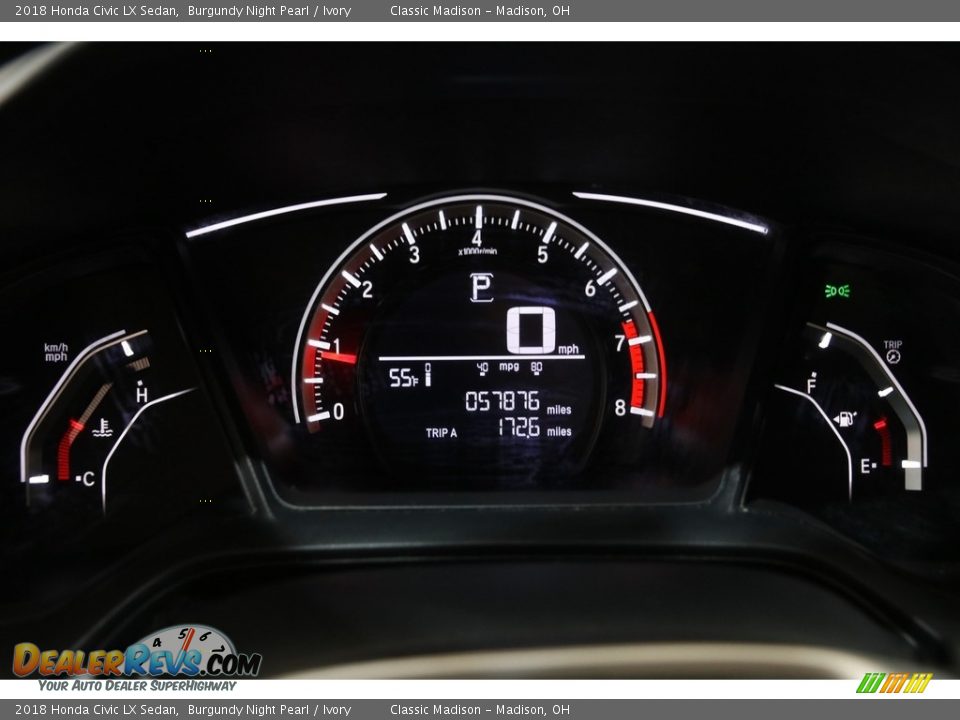 2018 Honda Civic LX Sedan Burgundy Night Pearl / Ivory Photo #8