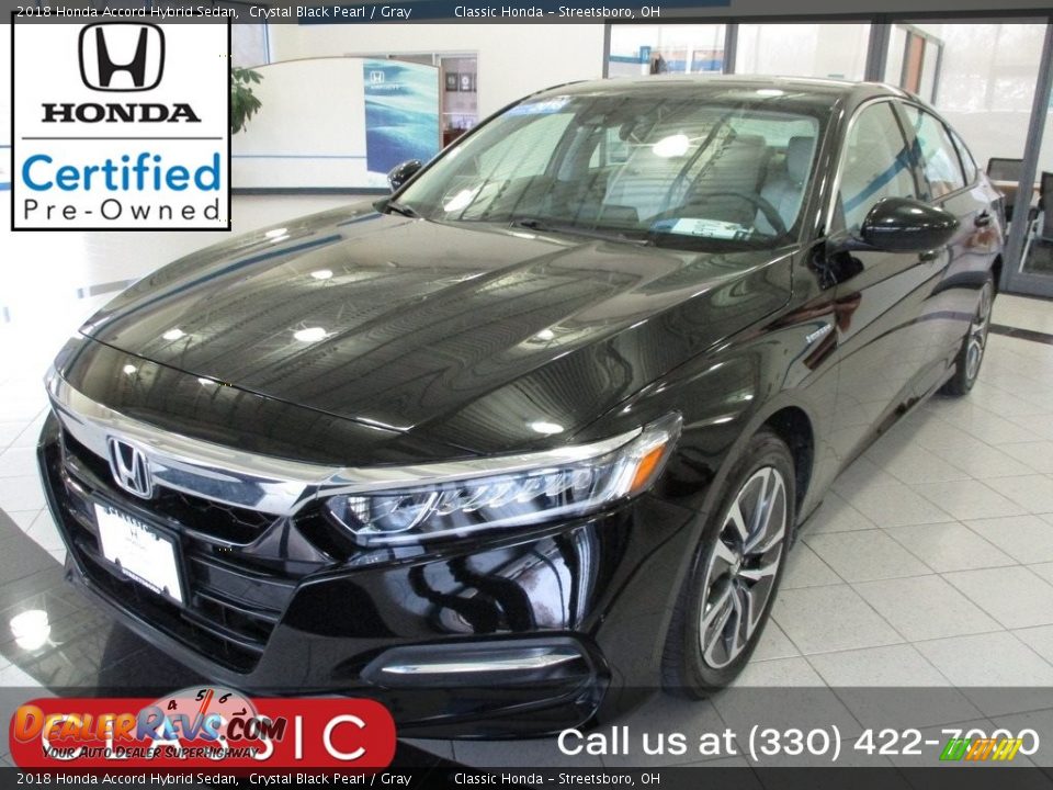 2018 Honda Accord Hybrid Sedan Crystal Black Pearl / Gray Photo #1