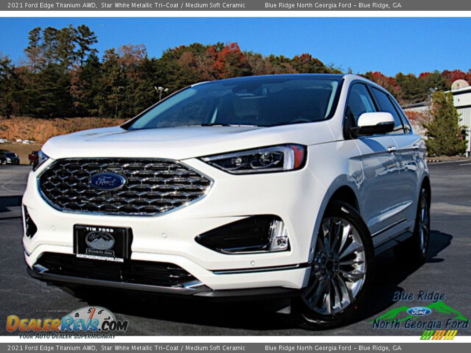 2021 Ford Edge Titanium AWD Star White Metallic Tri-Coat / Medium Soft Ceramic Photo #1