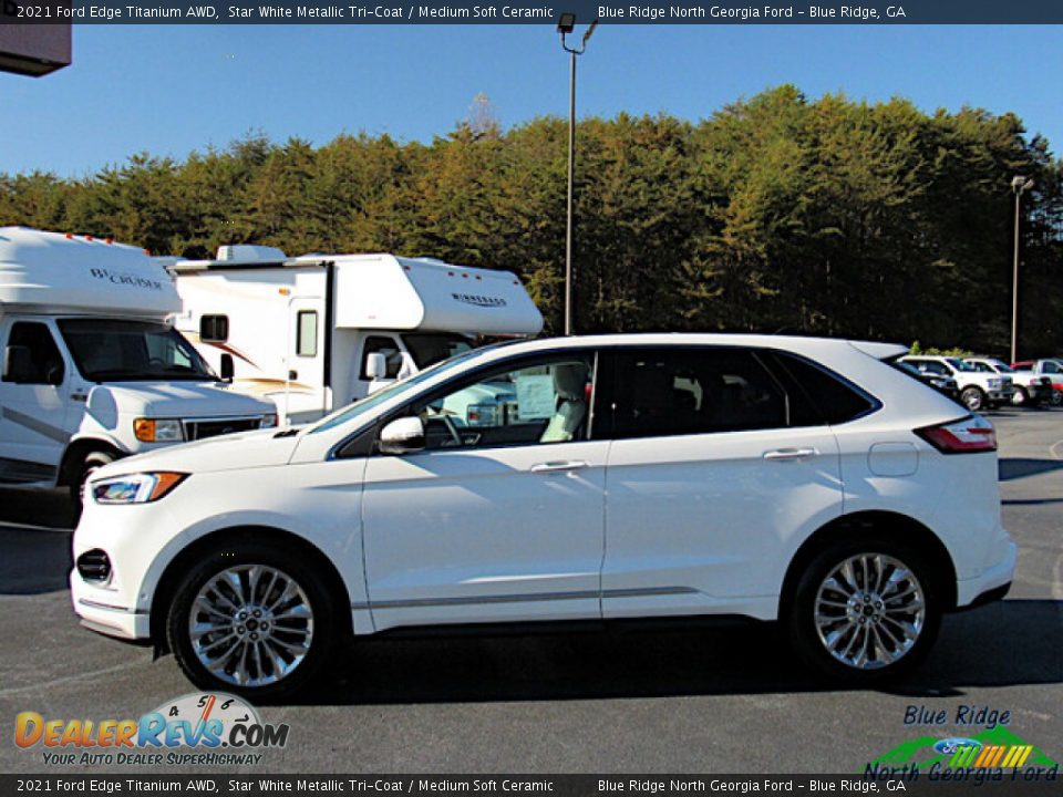 2021 Ford Edge Titanium AWD Star White Metallic Tri-Coat / Medium Soft Ceramic Photo #2