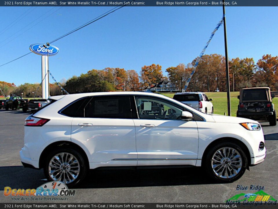 2021 Ford Edge Titanium AWD Star White Metallic Tri-Coat / Medium Soft Ceramic Photo #6