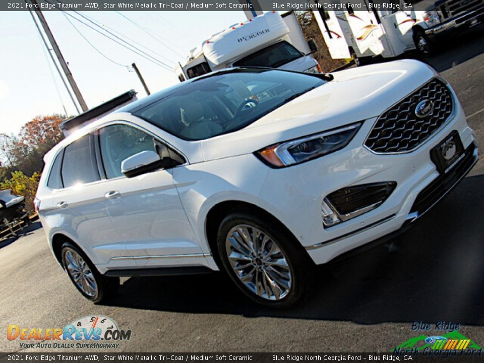 2021 Ford Edge Titanium AWD Star White Metallic Tri-Coat / Medium Soft Ceramic Photo #24