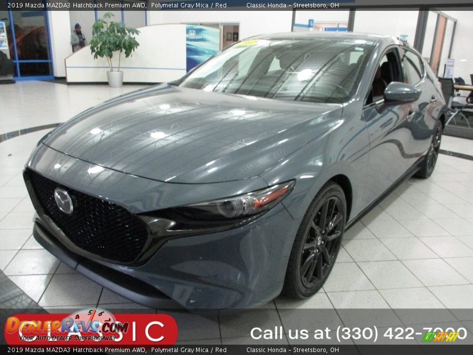 2019 Mazda MAZDA3 Hatchback Premium AWD Polymetal Gray Mica / Red Photo #1