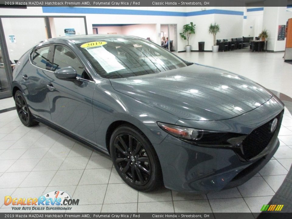 2019 Mazda MAZDA3 Hatchback Premium AWD Polymetal Gray Mica / Red Photo #3