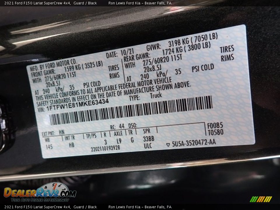 2021 Ford F150 Lariat SuperCrew 4x4 Guard / Black Photo #18