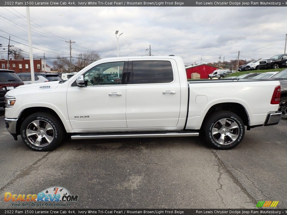 2022 Ram 1500 Laramie Crew Cab 4x4 Ivory White Tri-Coat Pearl / Mountain Brown/Light Frost Beige Photo #2